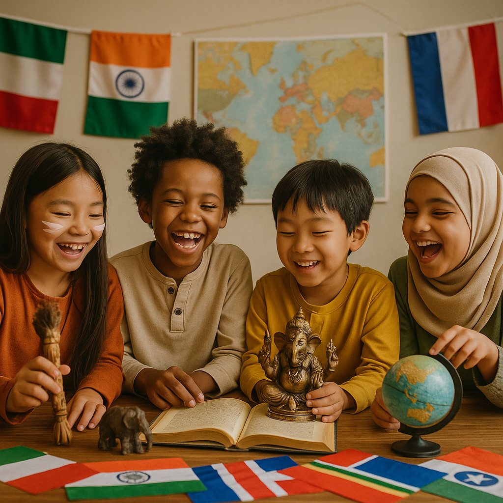 A diverse group of children from different culture